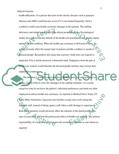 Ethical Concerns of Patients in Long-term Care Facilities