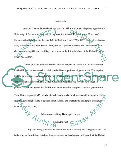 The Main Successes and Failures of Tony Blairs Government