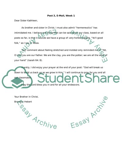 Email to a Member of the Church Family