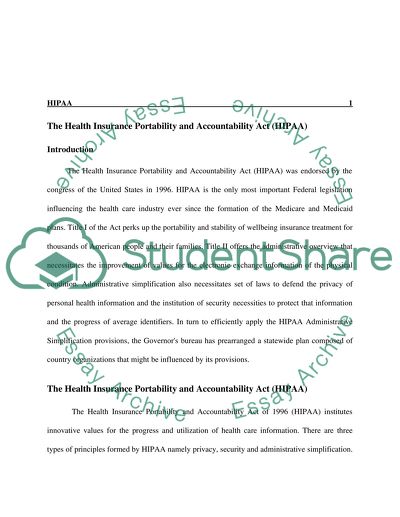 The Health Insurance Portability And Accountability Act
