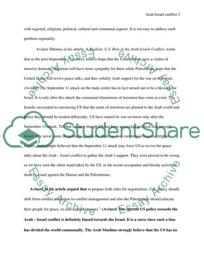 Role of US in the Arab-Israel Conflict