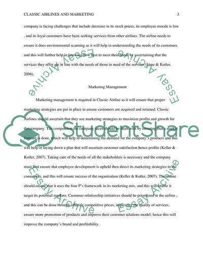 Classic Airlines and Marketing