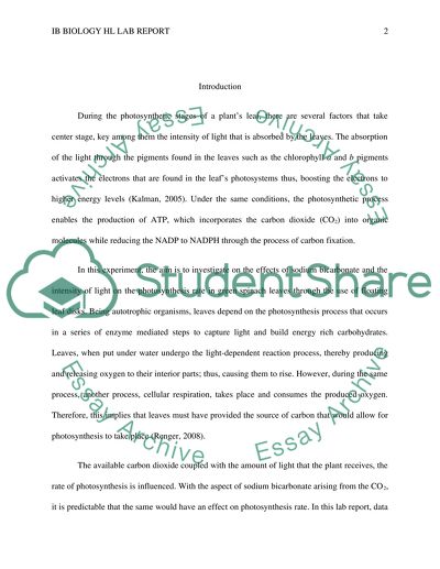 Effects of Sodium Bicarbonate on Photosynthesis