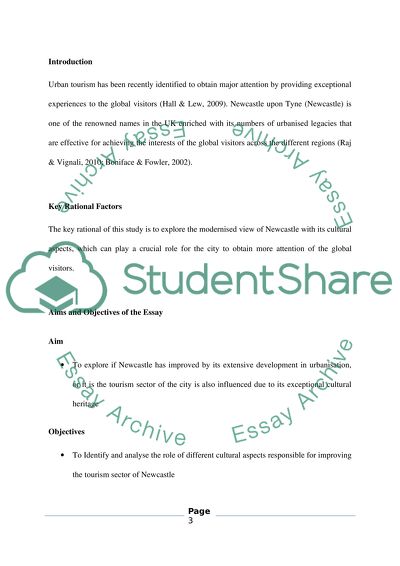 Cultural tourism in Newcastle UK as a part of Urban tourism
