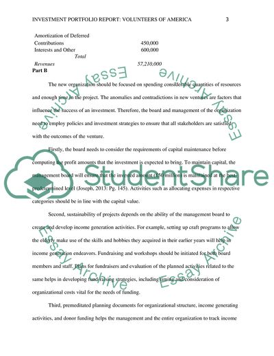 Investment Portfolio: Volunteers of America