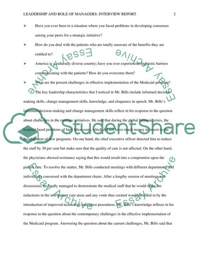 Leadership and the Role of Managers