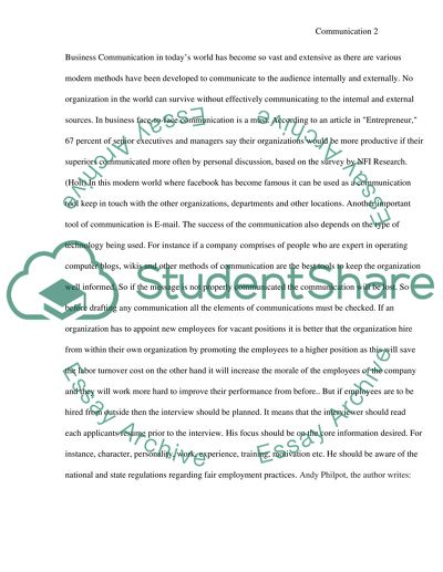 Business Communication in Todays World