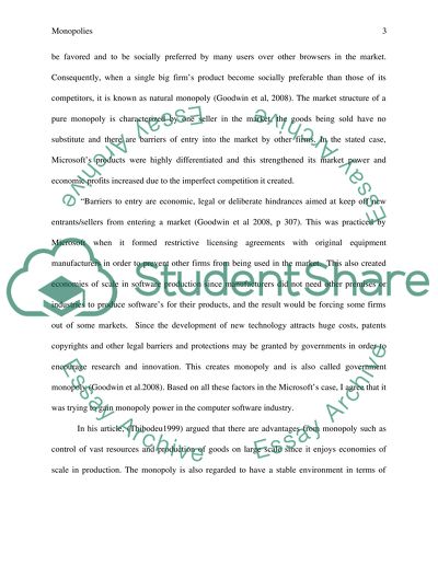 Monopoly Market Structure - Microsoft Corporation