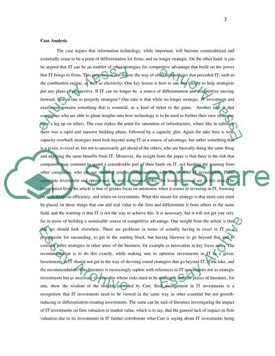 Case Study on IT Doesnt Matter