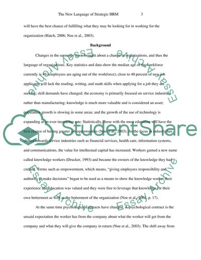 Strategic HRM and the New Organizational Language