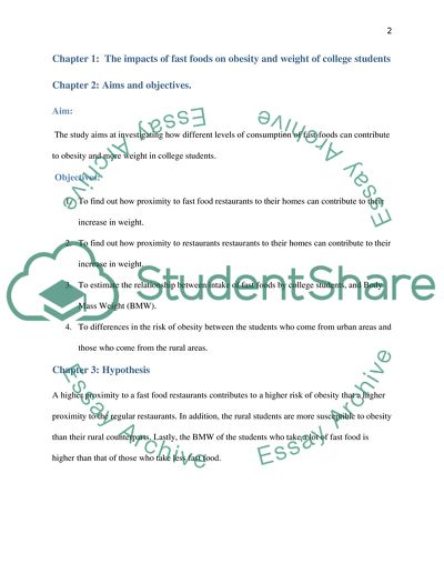 The Impacts of Fast Foods on Obesity and Weight of College Students