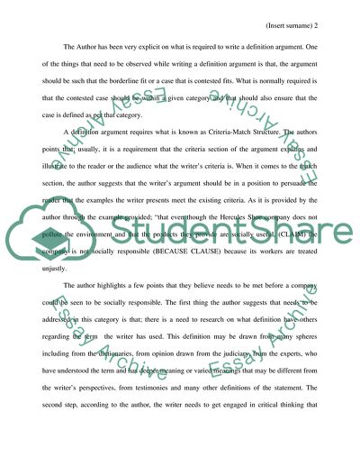 Definition of Aspects of the Argumentation