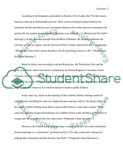 Roman Catholic Opposition to Gay Marriage