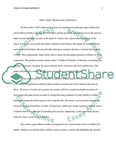 Indias Space Mission Lacks Justification