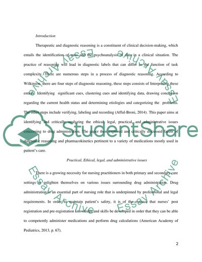 Nursing Studies: Therapeutics and Diagnostic Reasoning