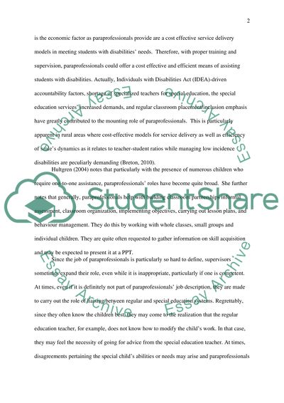 Para Professionals Role in Special Education