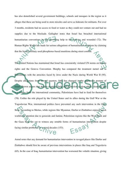 Israeli-Palestinian Conflict: Humanitarian Intervention