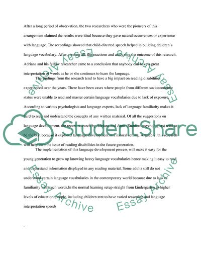 Language Development and Reading Disabilities