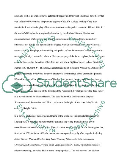 Shakespeares Personal Life and the Writing of Hamlet