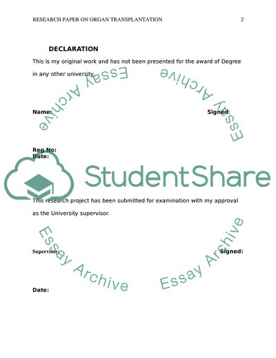 The Attitude of York University Students With Regard To Medical Transplant and Organ Donation