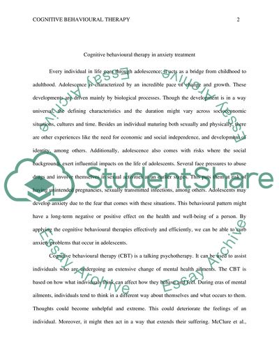 Cognitive Behavioural Therapy in Anxiety Treatment