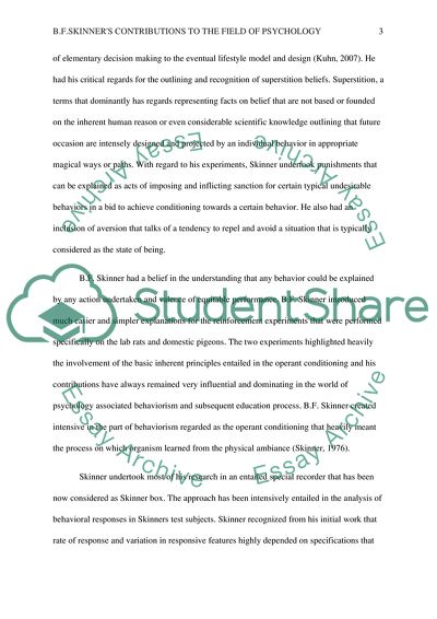 B F Skinners Contributions to the Field of Psychology