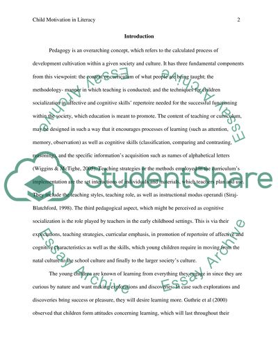 Child Motivation in Literacy