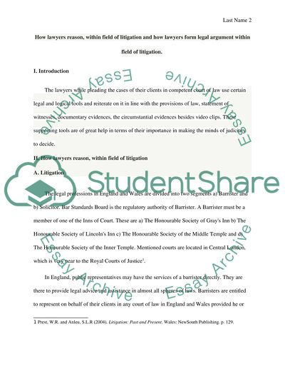 How Lawyers Reason within Field of Litigation