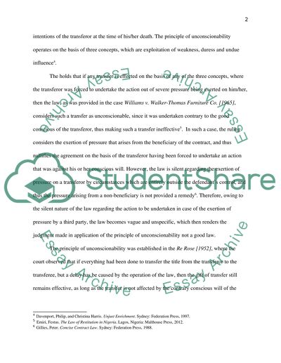 Equity and Trusts, the Concept of Unconscionability