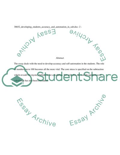 Developing Students Accuracy and Automation in Subtraction Math Facts to 100