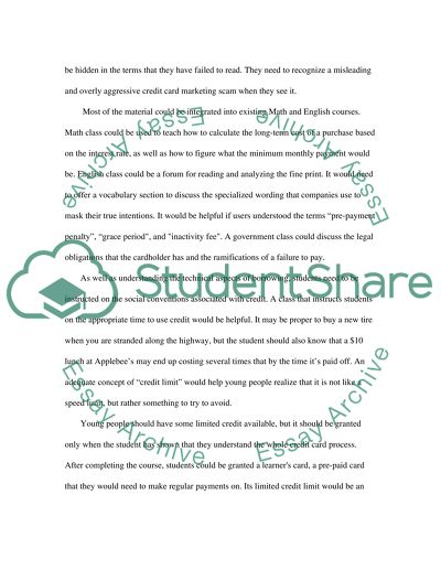 Reducing the Hold of the Underage Credit Card Trap