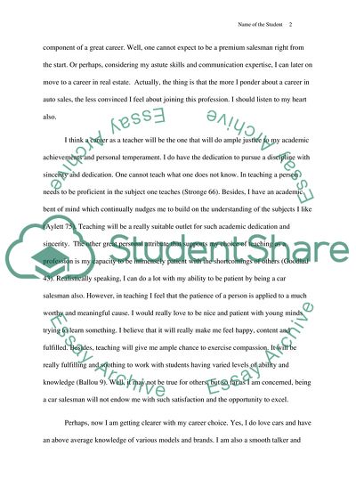 Discuss the Careers of Teaching and Car Salesman