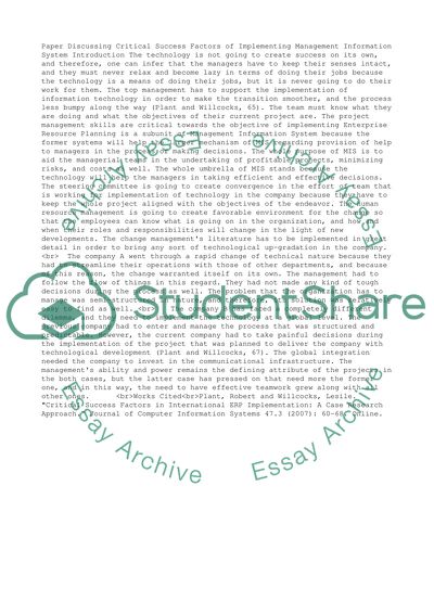 Managing information systems: Read the following paper and answer the questions below