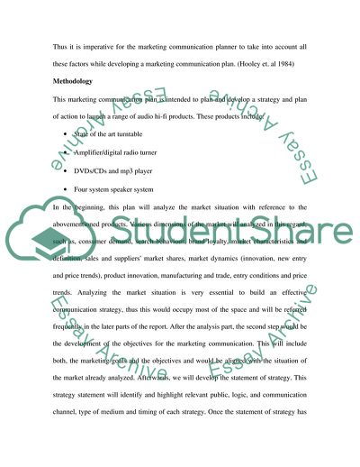 Marketing Communication Plan for the Hi-Fi Audio Products