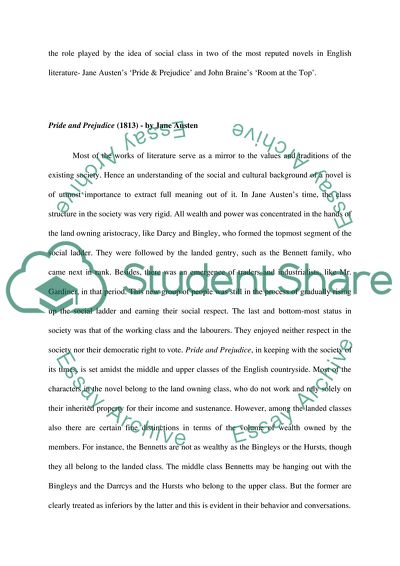 Role Played by Social Class in Pride & Prejudice and Room at the Top