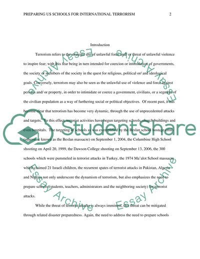 Preparing United States Schools for International Terrorist Violence