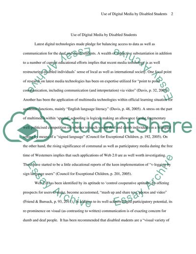 Use of Digital Media by Disabled Students