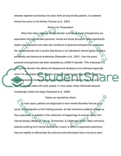 Psychiatric Mental Health Nursing: Paranoid Schizophrenia