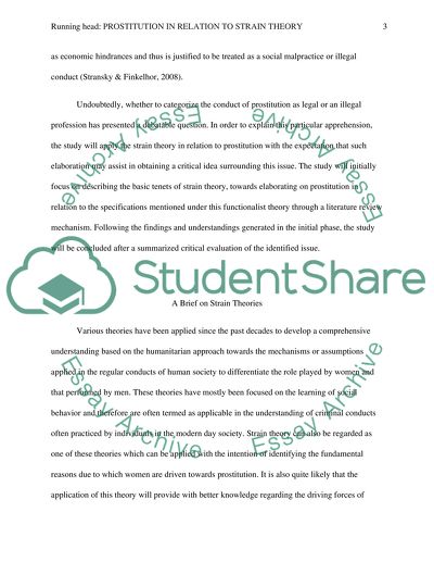 Prostitution in Relation to Strain Theory