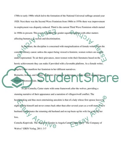 Feminism in Angela Carters The Company Of Wolves