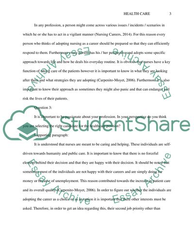 Recruitment of Nursing Candidates