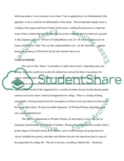 The Disease which Name Is Senioritis