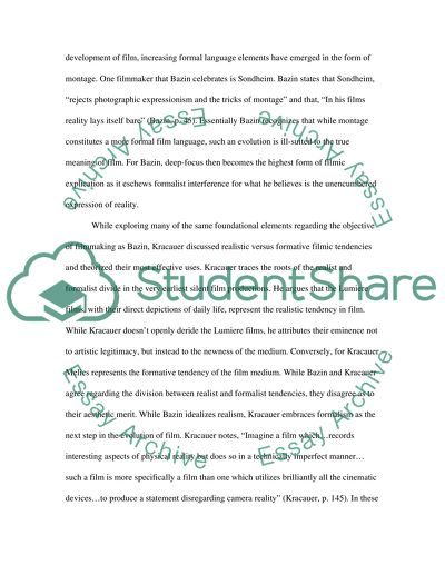 Perspectives of Bazin and Kracauer on Realist and Formalist Tendencies in Film