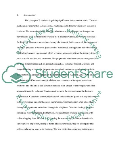 Evaluating E-Business Website