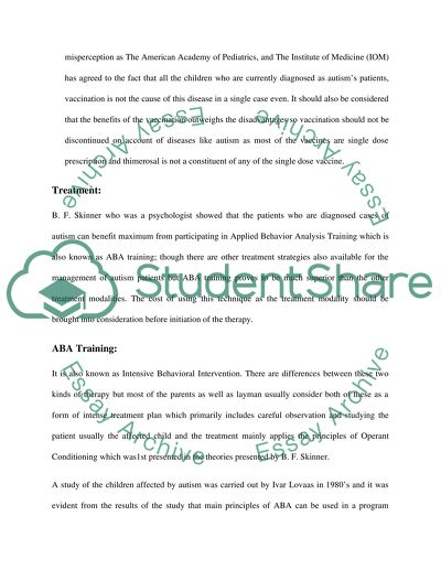 Treatment of Autism Issues