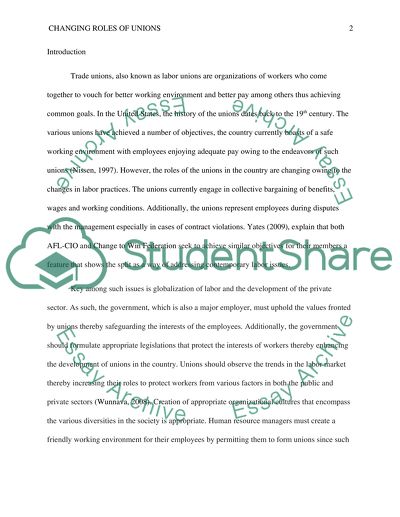 Changing Roles of Unions