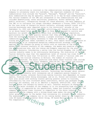 The analysis of Shangri-La hotels and resorts in the UK