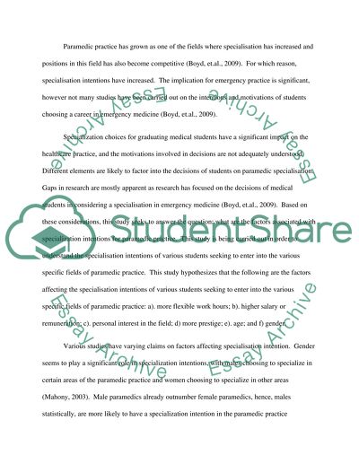 What Factors are Associated with Specialization Intentions for Paramedic Practice