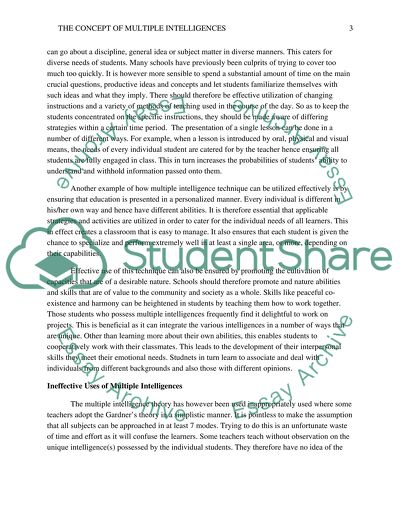 Concept of multiple intelligences