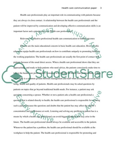 Personal and professional healthcare commuinication paper